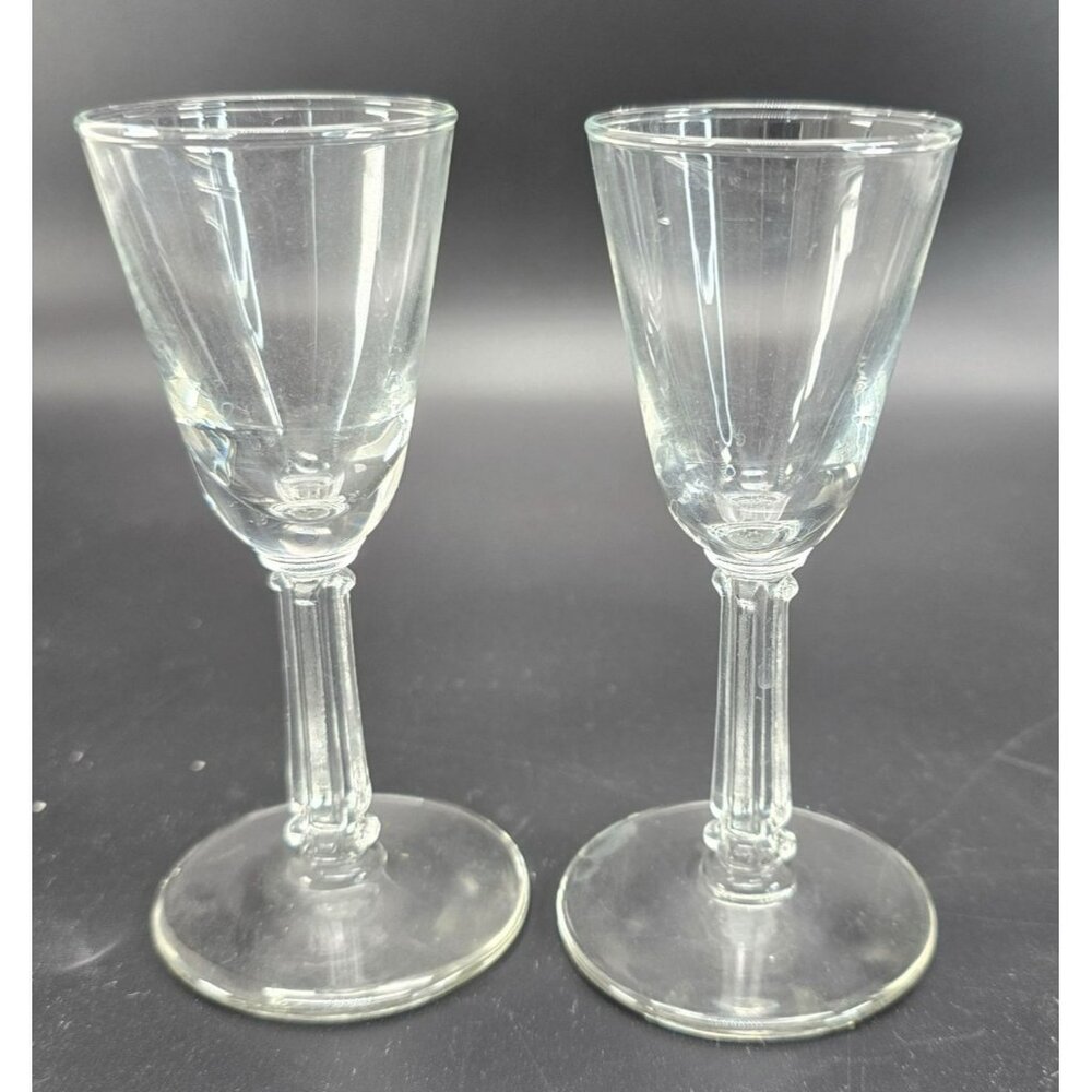 Libbey? Cordial Glasses Set of 2 4.5" tall Aperitif Vintage Barware DH1303